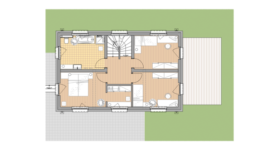 Obergeschoss Haus 1 und Haus 2